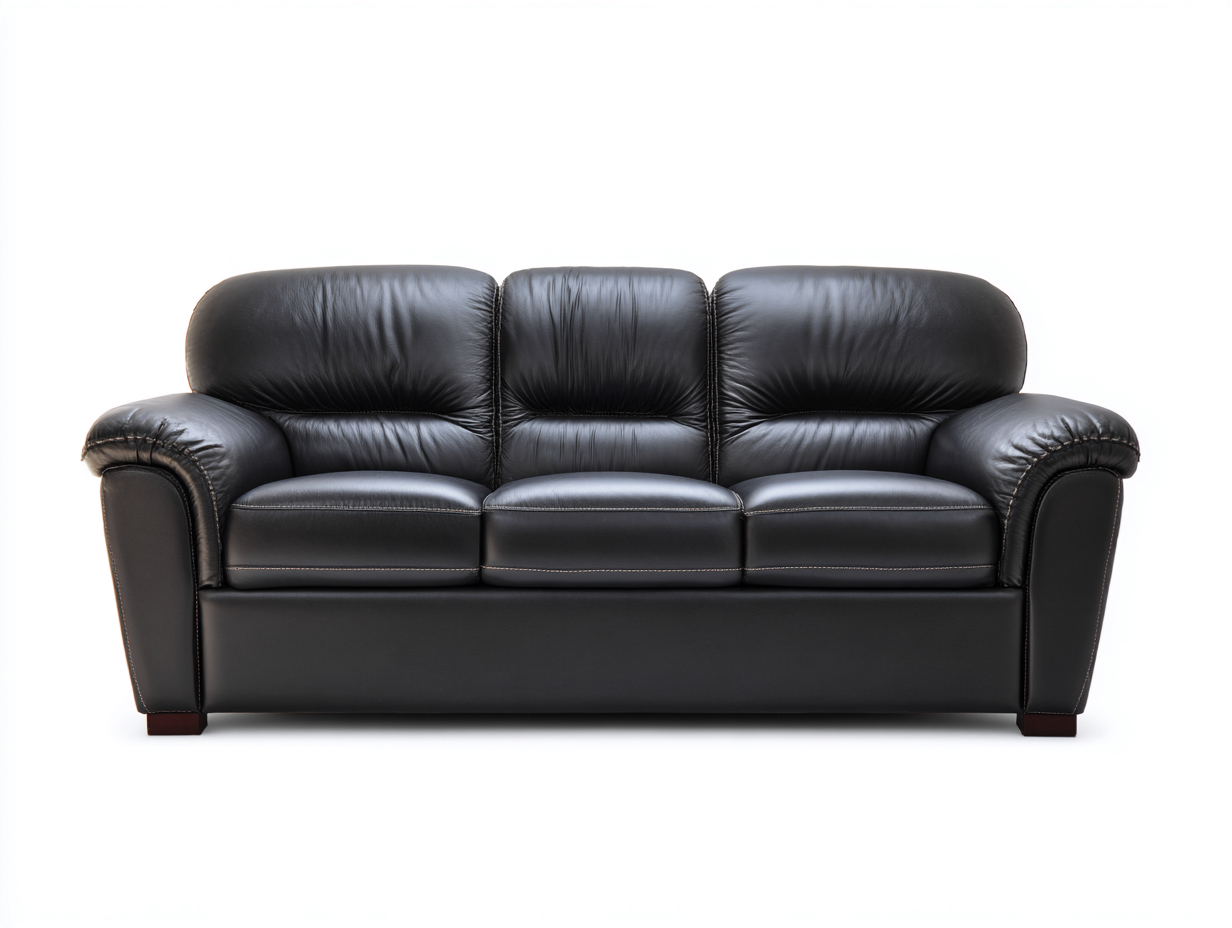 Divani a 3 posti - Pelle sintetica-Legno - 218 x 95 x 94 cm - Nero - Stile comfort moderno- Matiocorner
