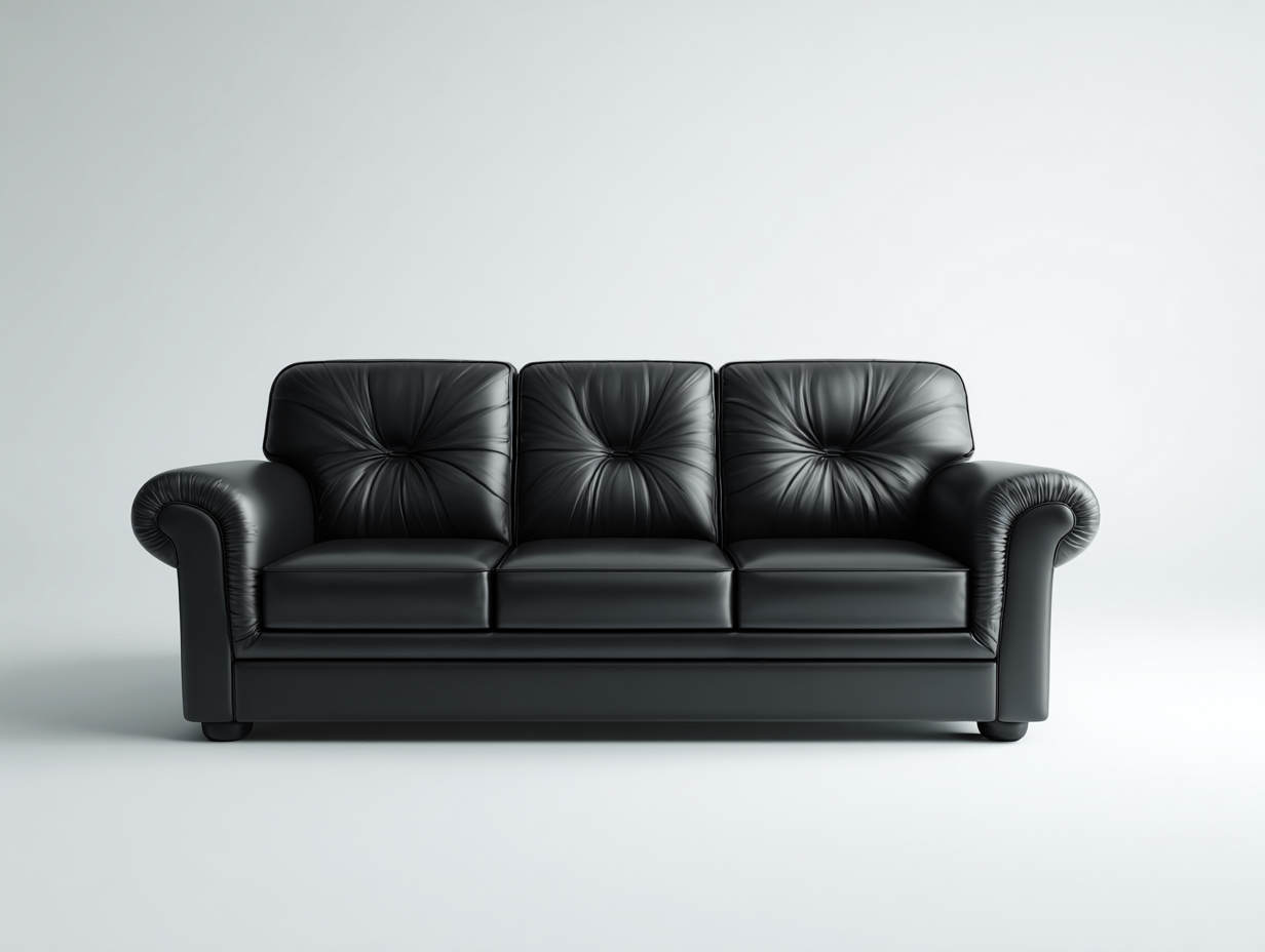 Divani a 3 posti - Pelle sintetica-Legno - 216 x 90 x 88 cm - Nero - Stile classico moderno- Matiocorner