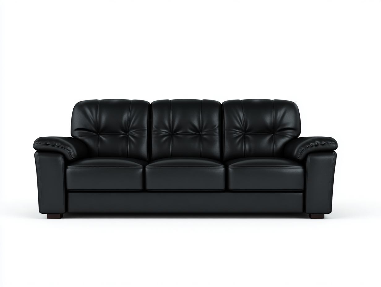 Divani a 3 posti - Pelle sintetica-Legno - 221 x 93 x 91 cm - Nero - Stile contemporaneo- Matiocorner