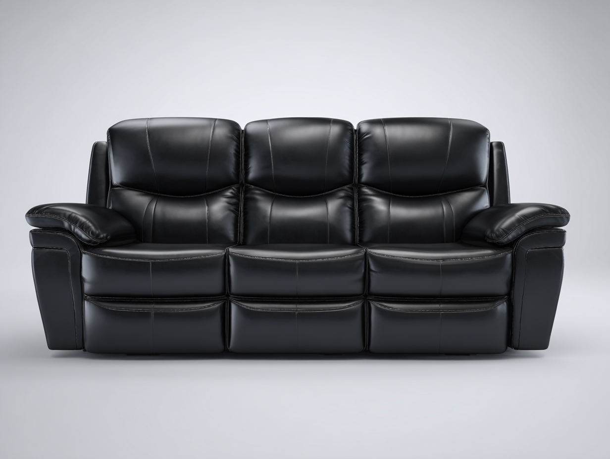 Divani a 3 posti - Pelle sintetica - 214 x 96 x 102 cm - Nero - Stile moderno- Matiocorner