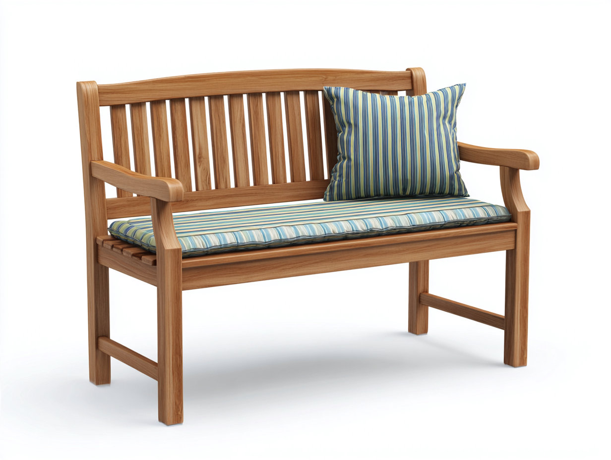 Panche da giardino - legno-tessuto - 132x61x90 cm - naturale-blu - stile classico- Matiocorner