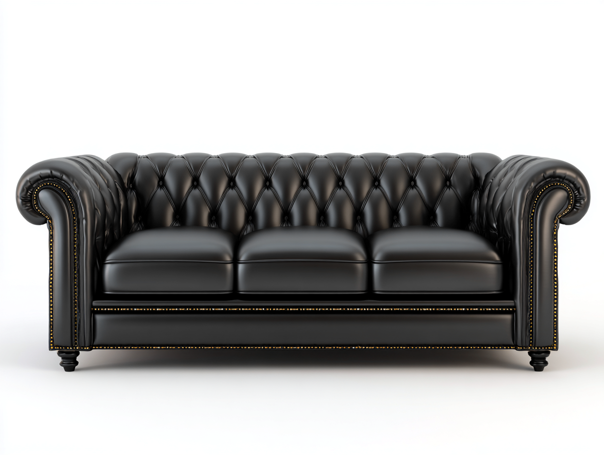 Divani a 3 posti - Pelle sintetica-Legno - 232 x 98 x 79 cm - Nero - Stile classico- Matiocorner