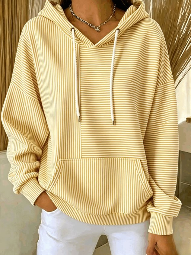 New Arrivals🔥Women Striped Long Sleeve Casual Daily Spring/Fall Hoodie