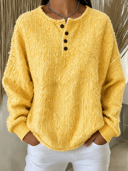 New Arrivals🔥Women Plain Henley Collar Casual Spring/Fall Long Sleeve Sweatshirt