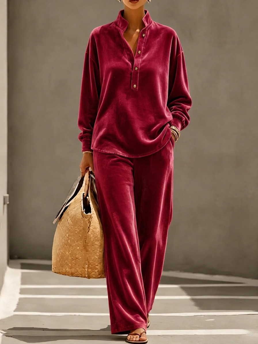 New Arrivals🔥Loose And Cozy Velvet Two-piece Set (top And Pants)