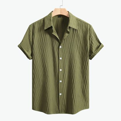 Men’s Textured Short-Sleeve Button-Down Shirt