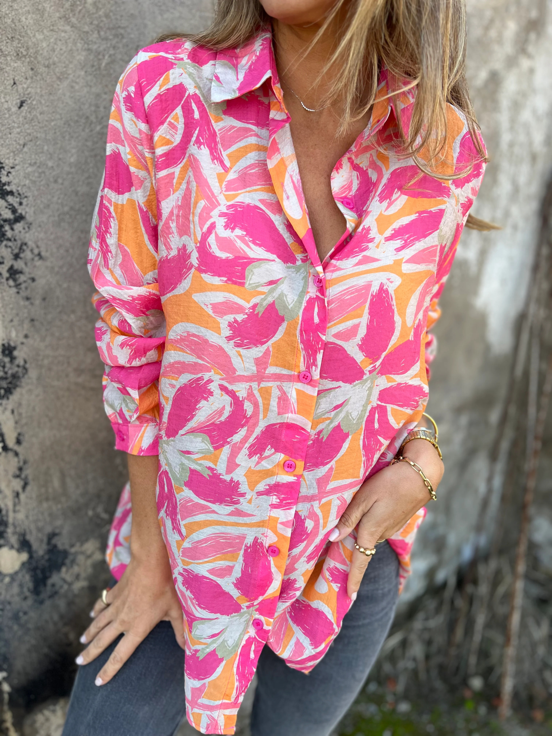 Blusa happy coral morada verde