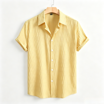 Men’s Textured Short-Sleeve Button-Down Shirt