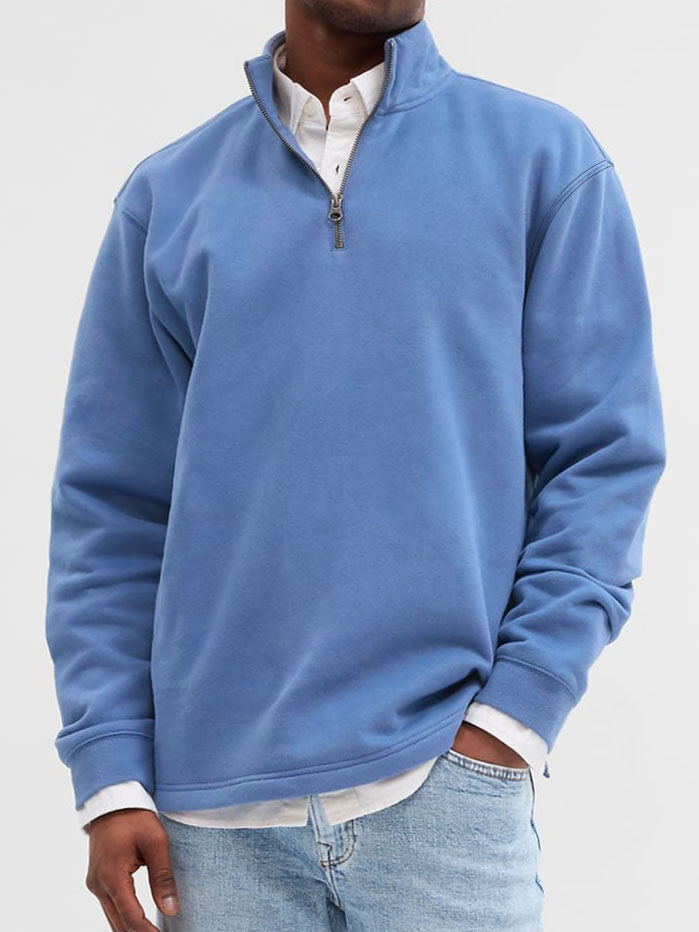 Men's fashion casual zipper padded polo shirt