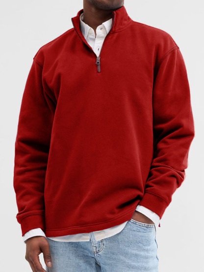 Men's fashion casual zipper padded polo shirt