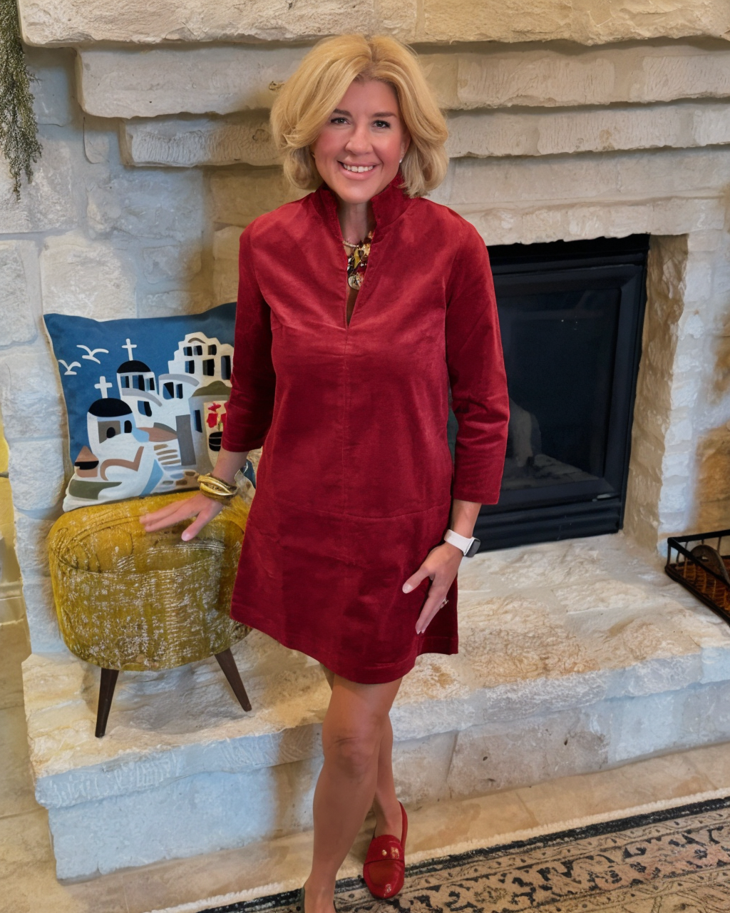 V Neck Velvet Dress