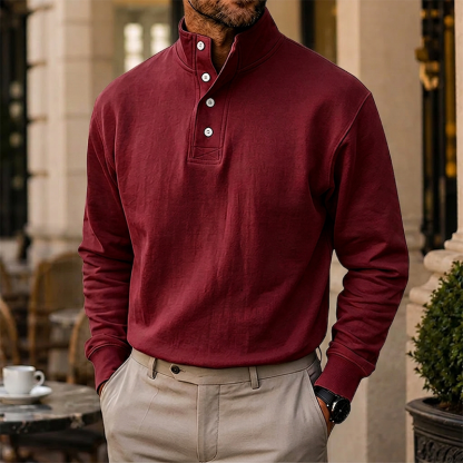 Mivanity Gentleman's Simple Stand-up Collar Long-sleeved Sweatshirt
