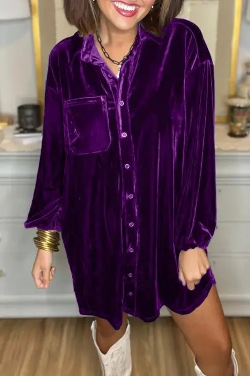 Elegant Pocket Ultra Luxe Velvet Dress