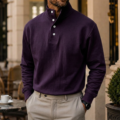 Mivanity Gentleman's Simple Stand-up Collar Long-sleeved Sweatshirt