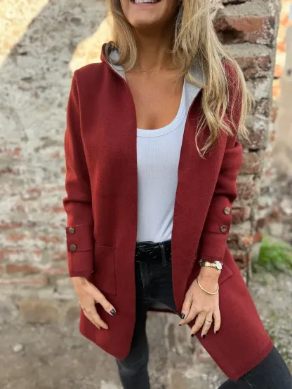 Women's Color Block Open Front Hooded Coat