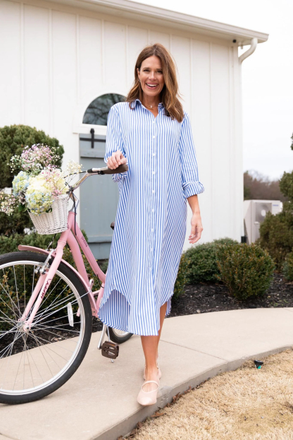SSYS Saylor Preppy Shirt Dress In Pink