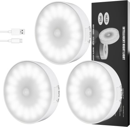 Motion Sensor Light Indoor, Upgraded 14 LEDs Night Light USB Rechargeable