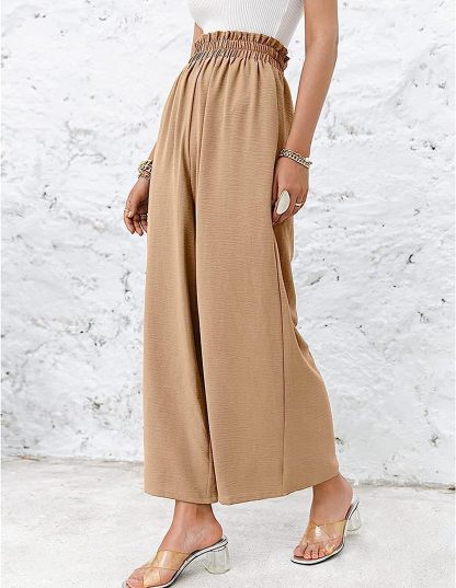 Awoscut Women High Waisted Straight Leg Pants Wide Leg Casual Summer Trouser Comfy Office Work Relaxed Fit Lounge Sweatpants