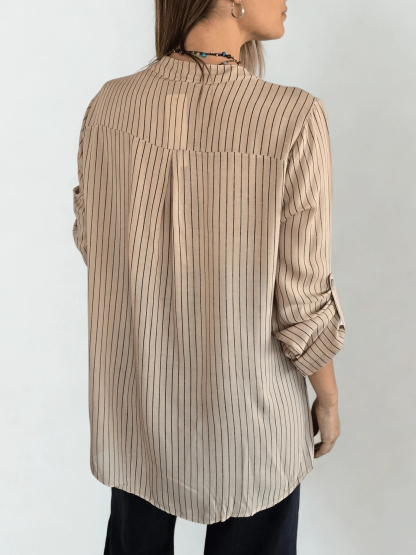 Striped sequined casual loose shirt