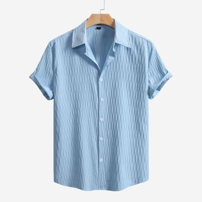 Men’s Textured Short-Sleeve Button-Down Shirt