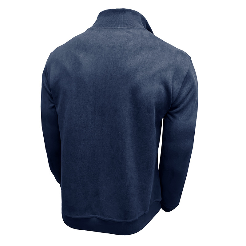 Gentleman's Business Loose Henry Collar Suede Zipper Polo
