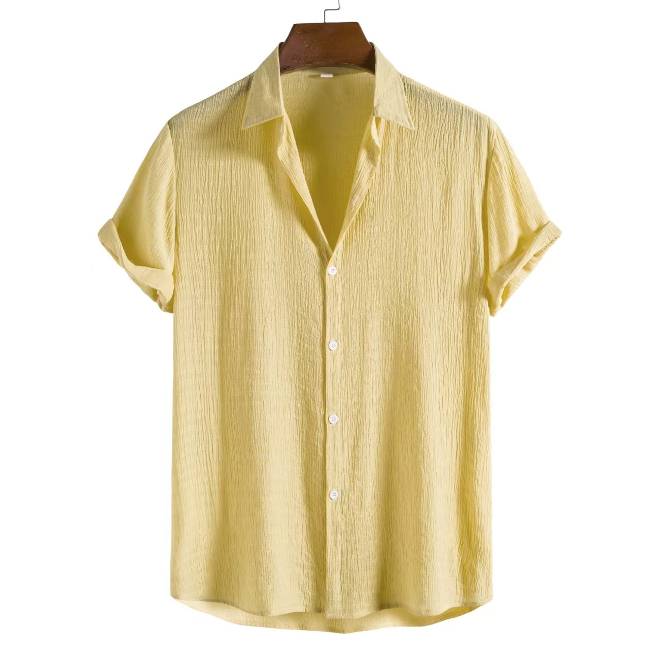 Men’s Summer Linen-Blend Button-Down Shirt