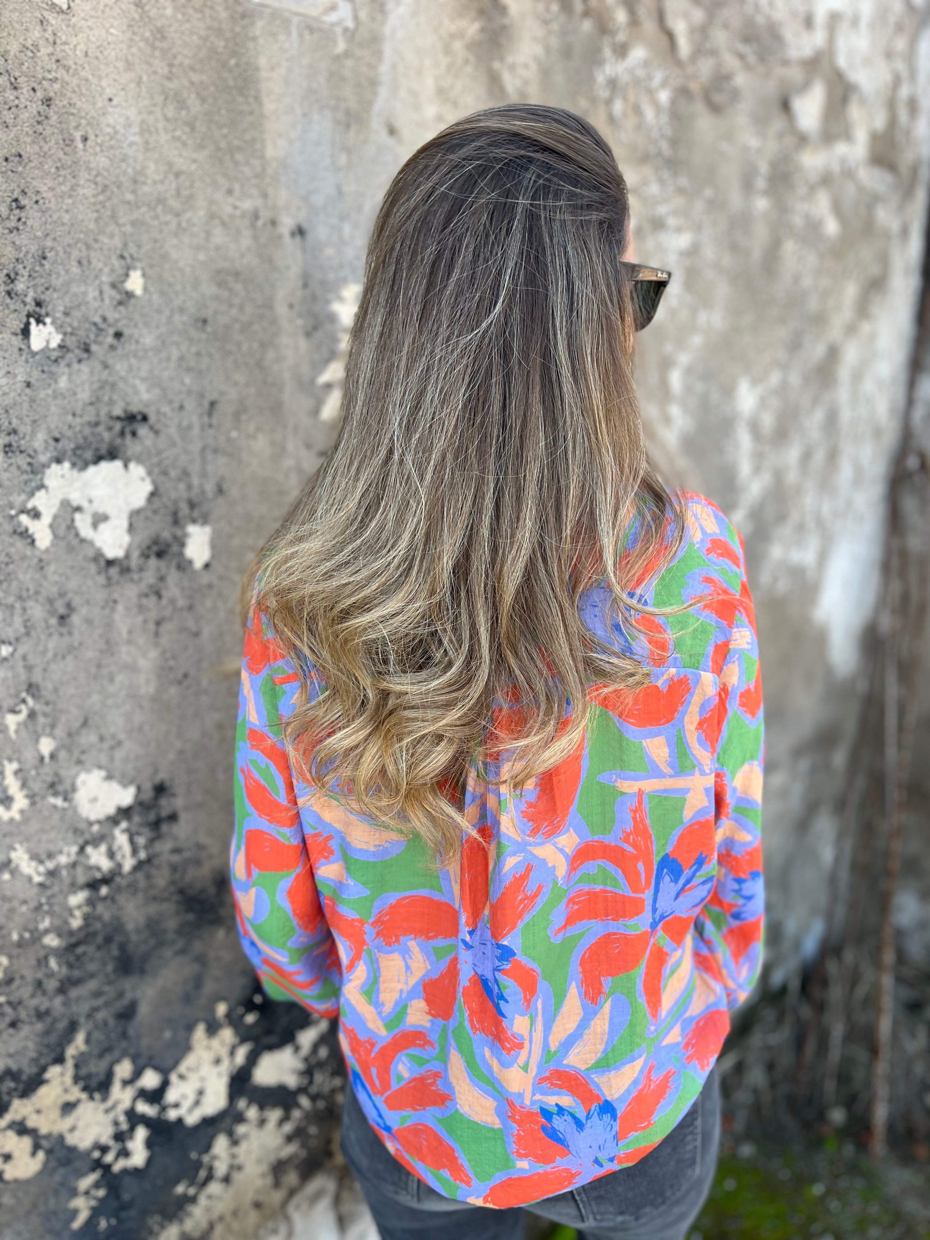 Blusa happy coral morada verde