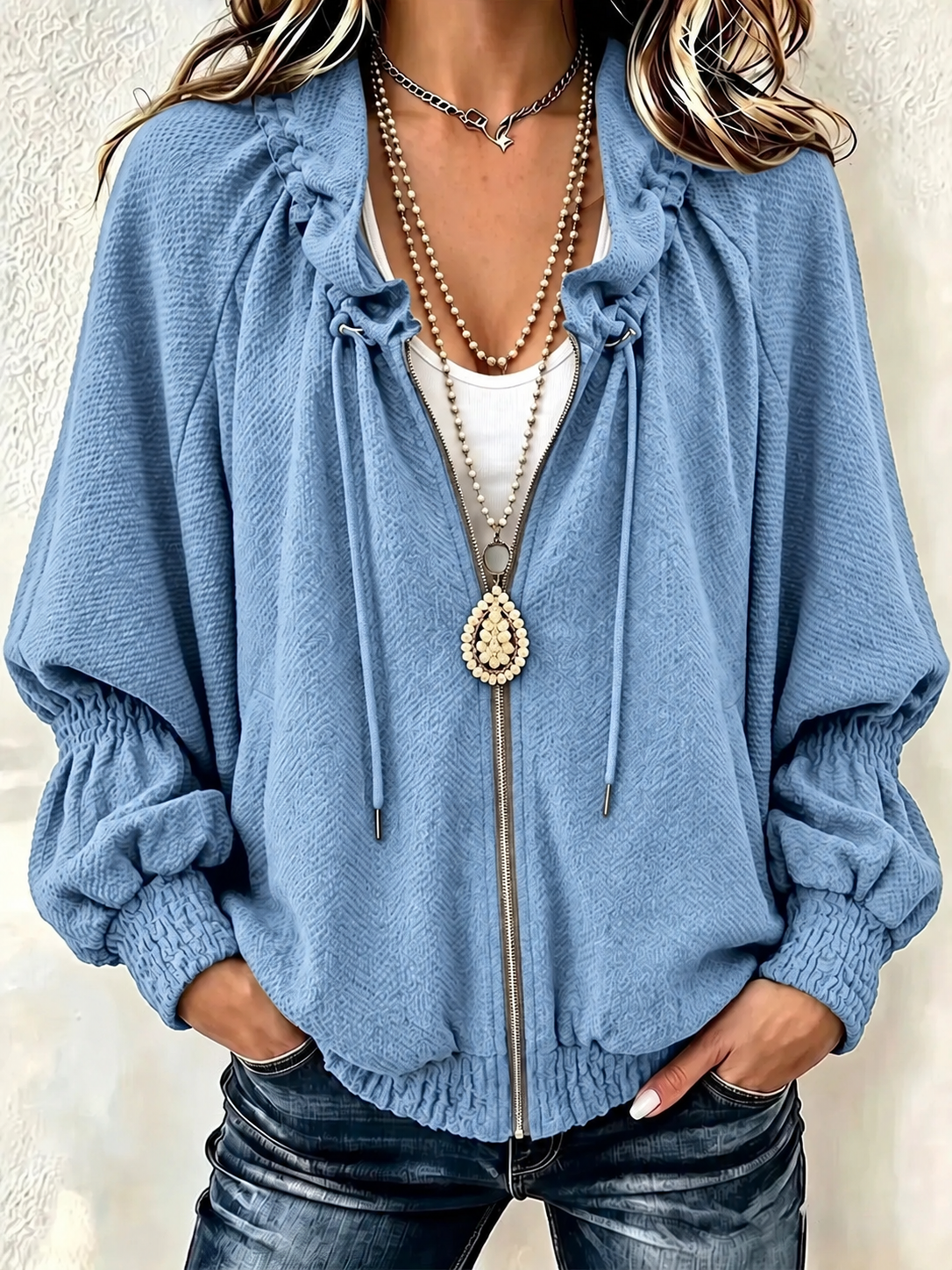 Cozy High Quality Textured Zip-Up Jacket