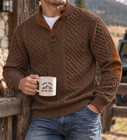 MIVANITY Highland Heritage Knit Henley Sweater Rugged Outdoor Style With Timeless Comfort