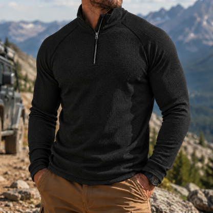 Men's Outdoor Quarter Zip Pullover Performance Knit Hiking Sweater