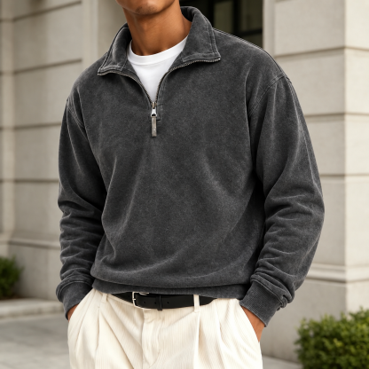 Men's Vintage Washed Lightweight Quarter-Zip Pullover