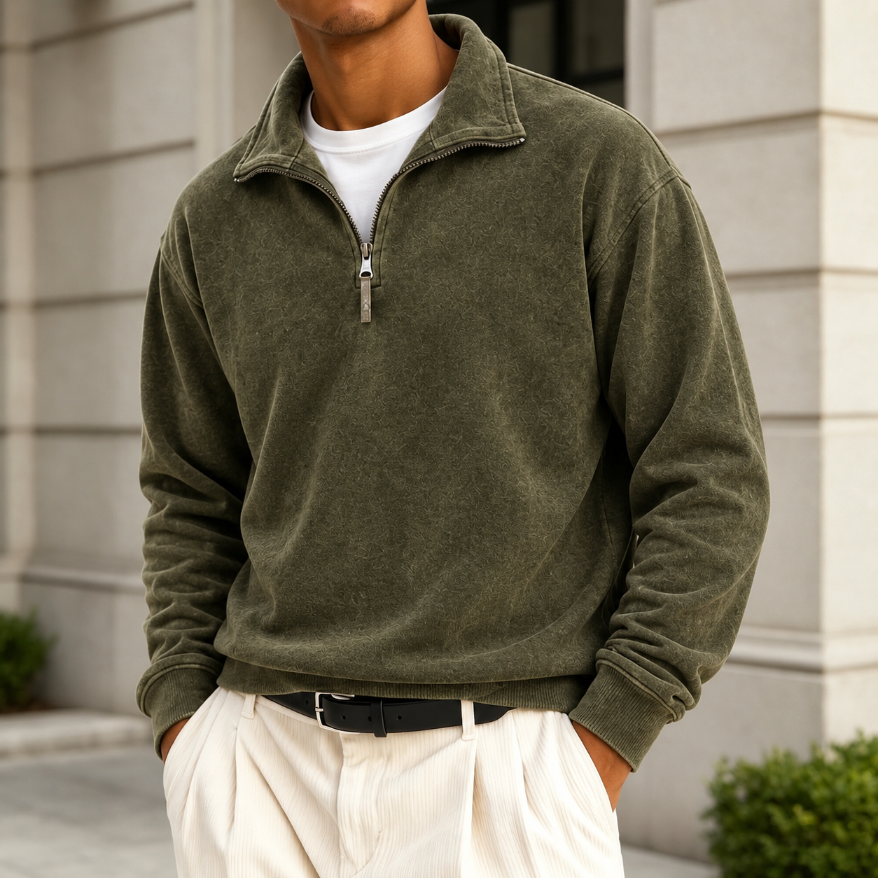 Men's Vintage Washed Lightweight Quarter-Zip Pullover