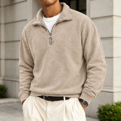 Men's Vintage Washed Lightweight Quarter-Zip Pullover
