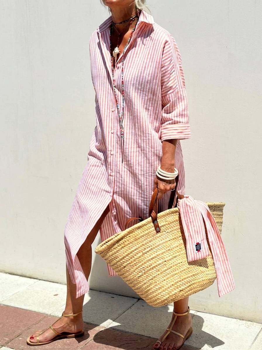 Classic Striped Summer Shirt Dress