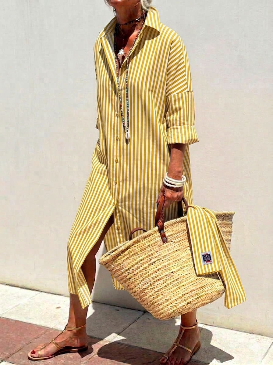 Classic Striped Summer Shirt Dress
