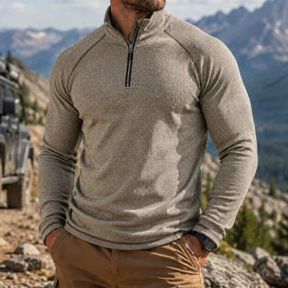 Men's Outdoor Quarter Zip Pullover Performance Knit Hiking Sweater