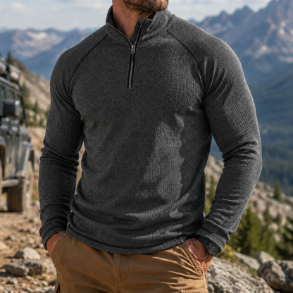 Men's Outdoor Quarter Zip Pullover Performance Knit Hiking Sweater