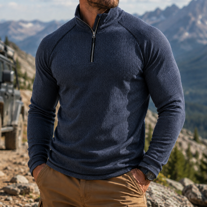 Men's Outdoor Quarter Zip Pullover Performance Knit Hiking Sweater