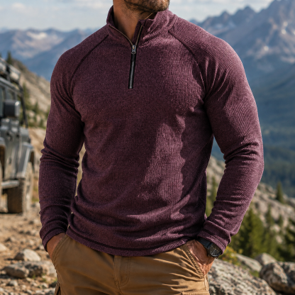 Men's Outdoor Quarter Zip Pullover Performance Knit Hiking Sweater