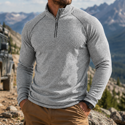 Men's Outdoor Quarter Zip Pullover Performance Knit Hiking Sweater