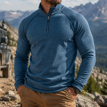 Men's Outdoor Quarter Zip Pullover Performance Knit Hiking Sweater