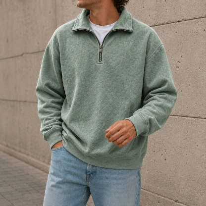 Men's Stylish Casual Everyday Cotton Long-sleeved Half-zip Sweatshirt