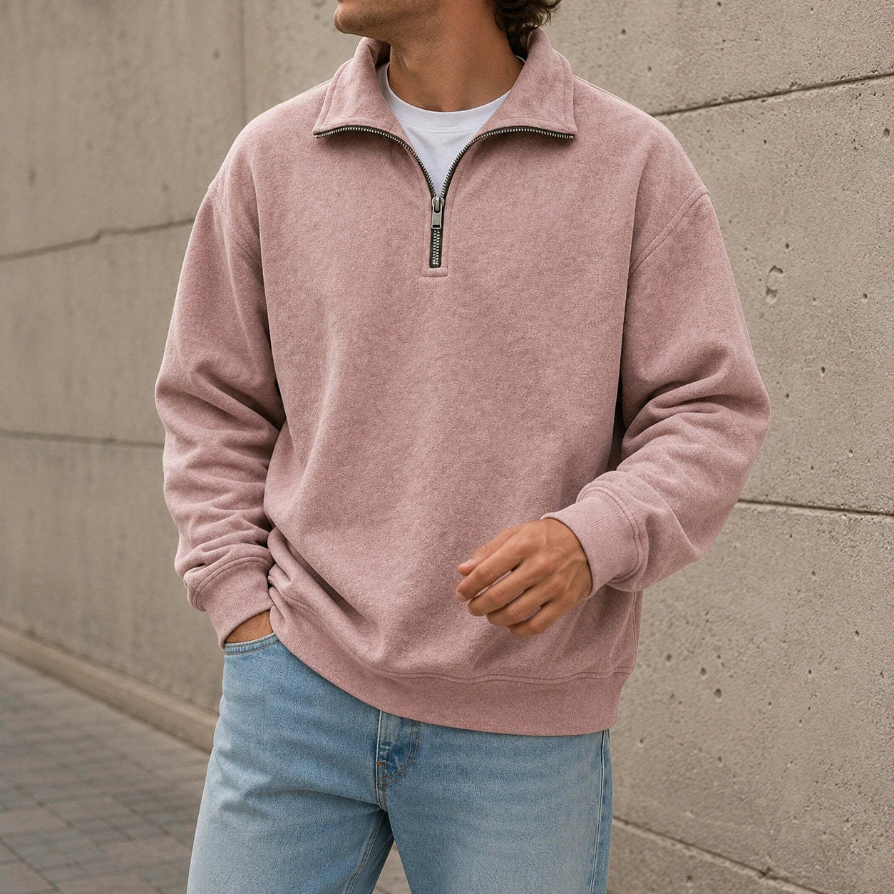 Men's Stylish Casual Everyday Cotton Long-sleeved Half-zip Sweatshirt