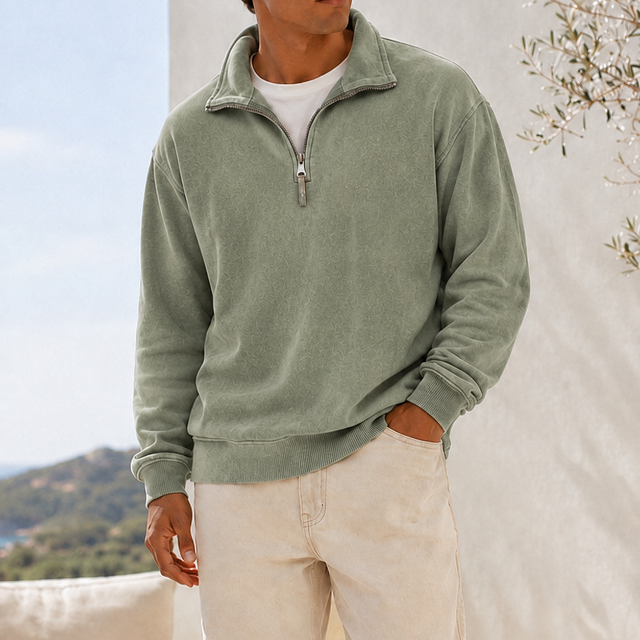 Men's Vintage Washed Lightweight Quarter-Zip Pullover