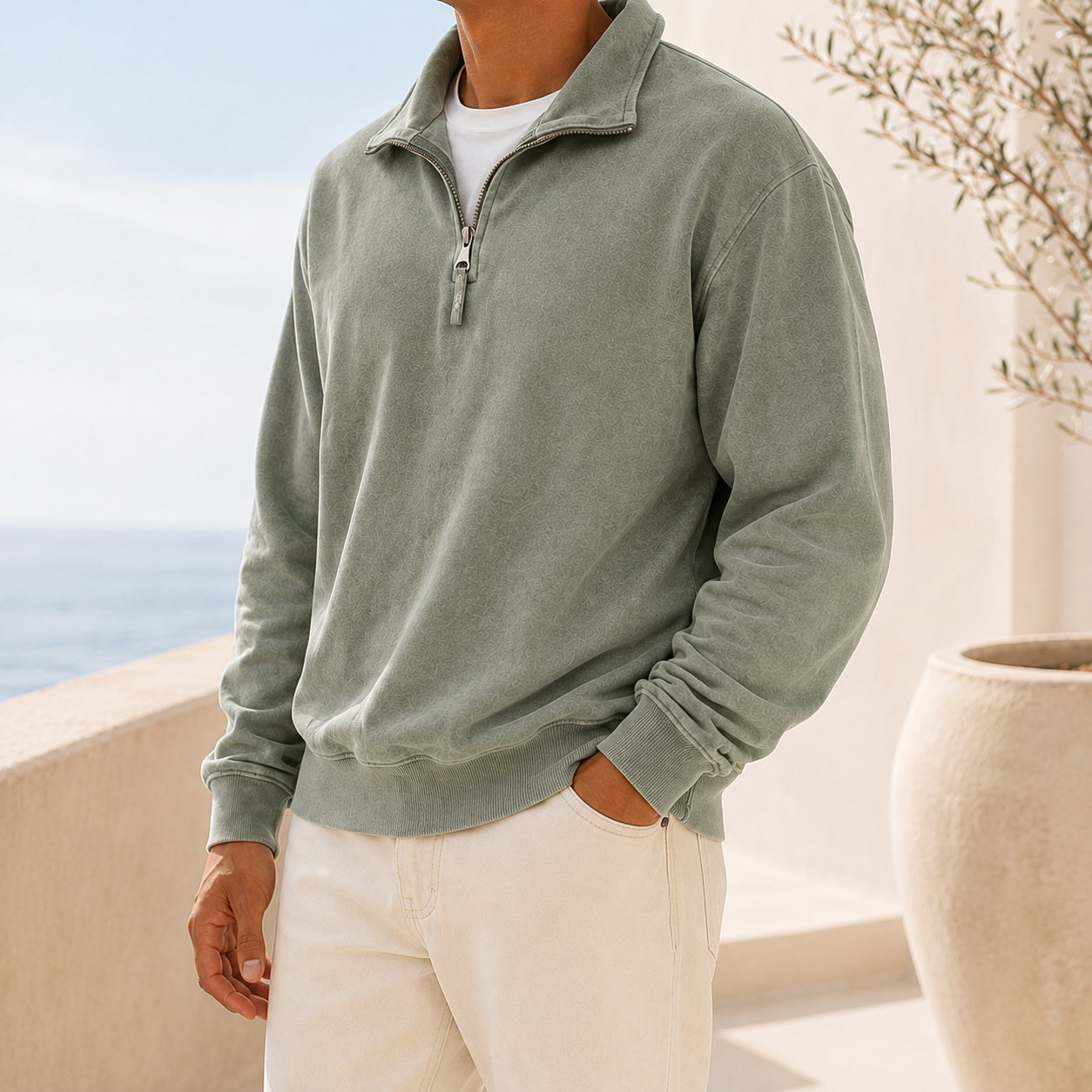 Men's Vintage Washed Lightweight Quarter-Zip Pullover