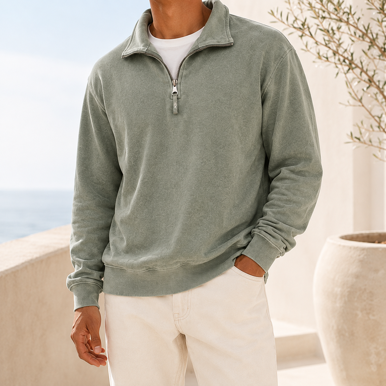 Men's Vintage Washed Lightweight Quarter-Zip Pullover
