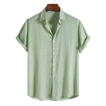 Men’s Summer Linen-Blend Button-Down Shirt
