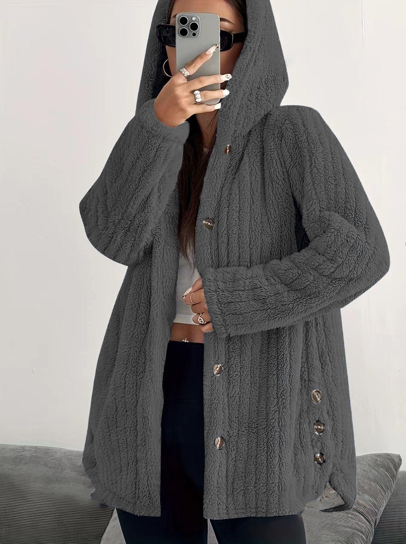 2025 NEW IN-Mid-Length Jacket Warm Plush Fleece Casual Winter Coat [BUY 2 FREE SHIPPING]