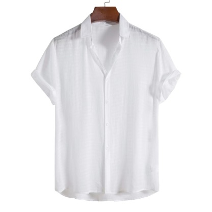 Men’s Summer Linen-Blend Button-Down Shirt