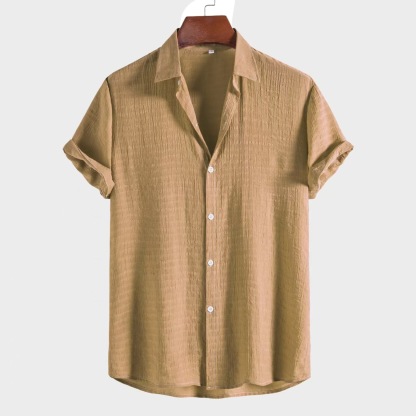 Men’s Summer Linen-Blend Button-Down Shirt